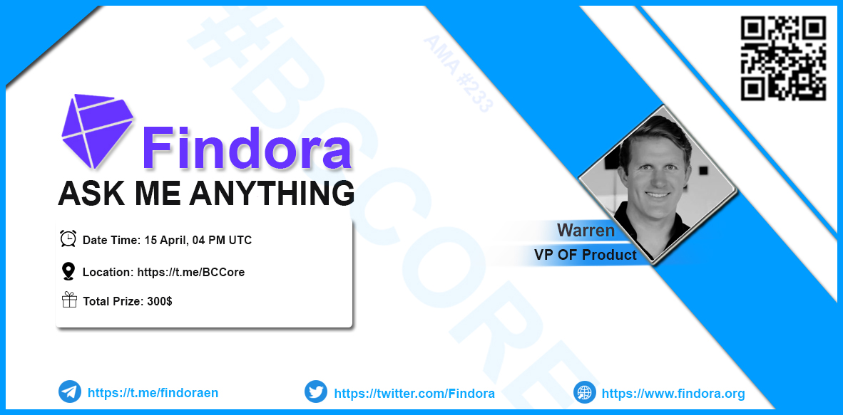 BCCOR3's tweet photo. BlockChain Core will hold an AMA with
@Findora 
Guest: Warren (VP OF Product)
Date/Time: 15 April, 04 PM UTC
Location: https://t.co/jkhIiE1dHA
Detail: https://t.co/U1qqr191rn
Rules
- Folow
@Findora 
- Join: https://t.co/jkhIiE1dHA
- Like &amp; Retweet https://t.co/AGr2qKckLA