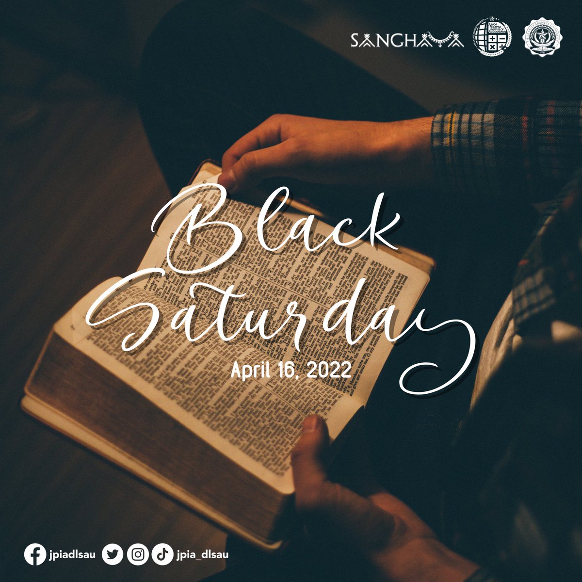 jpia_dlsau's tweet photo. Let this day be a quiet reflection as we celebrate the preparation for the resurrection of Jesus. This Black Saturday, may we all take this special time of solemnity to draw near God and to reconcile with Him. 

May you have a blessed Holy Saturday, JPIAns! https://t.co/gjkZKuIkdh