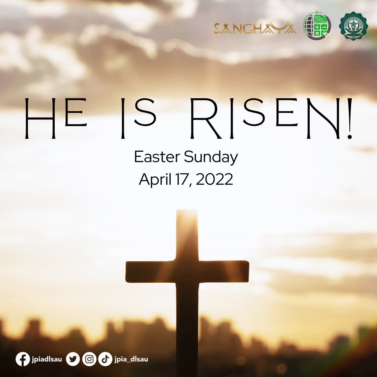 jpia_dlsau's tweet photo. "He is risen!" — Matthew 28:6

Happy Easter Sunday! The Lord has risen to bless and save us. May all JPIAns have a joyous day as we celebrate the resurrection of Jesus Christ. Let us all rejoice and thank the Lord of the gift of life, hope, and love. https://t.co/choJwsfT8z