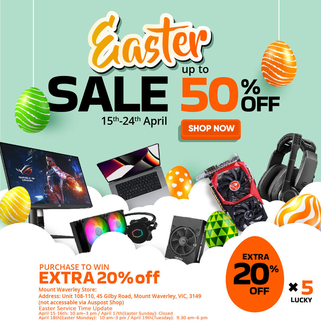 budgetpc's tweet image. 🥚🥚BPC Easter Sale is Now On! Save Up To $700!🥚🥚
Easter Egg Hunt At BPC!  Five lucky customers will be selected to enjoy EXTRA 20% OFF on their orders*. T&amp;amp;C Applies. 
👇👇👇Shop Now! 👇👇👇
bpctech.com.au/easter

#easter #bpctech #easterpromotion #sales