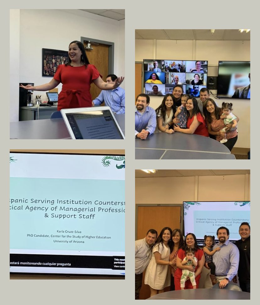 marla_franco's tweet photo. Congrats to the newly minted Doctora @Karla_Silva19! It was an honor to sit alongside her family, serve on her committee, and bare witness to her passion for examining critical agency of managerial/support staff at HSIs. Can’t wait to see her research insights inform next steps! https://t.co/zIJeiGaXQS