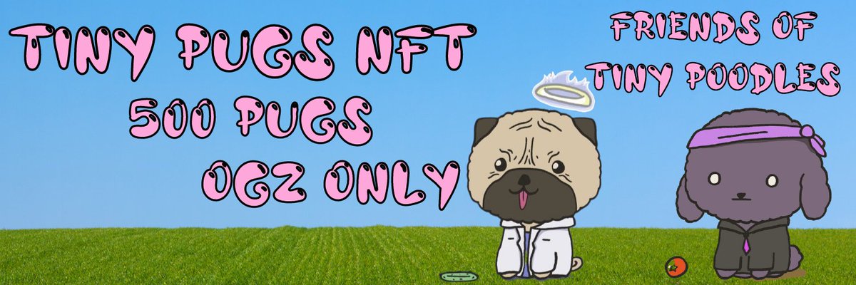 Our Genesis collection, Tiny Pugs will be minting this April. Date TBA tomorrow on discord✅

To win a Free Tiny Pug 
1⃣Like, RT, and tag three friends on this post. 
2⃣ Follow <a href="/TinyPoodlesNFT/">Tiny Poodles NFT</a> and <a href="/TinyPugsNFT/">Tiny Pugs NFT</a> 
3⃣ Join discord.gg/poodles and say done

#NFTGiveaway #NFT #NFTs