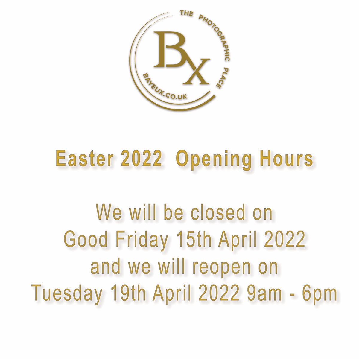 We will be closed for the Easter weekend, and return on Tuesday 19th April 2022 - 9am - 6pm.
Have a happy Easter.
#easteropeningtimes
