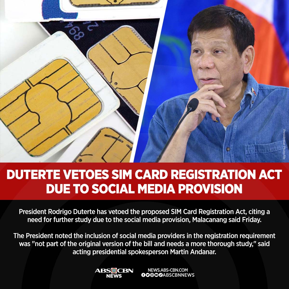 ABSCBN News Channel on Twitter "President Rodrigo Duterte vetoed the