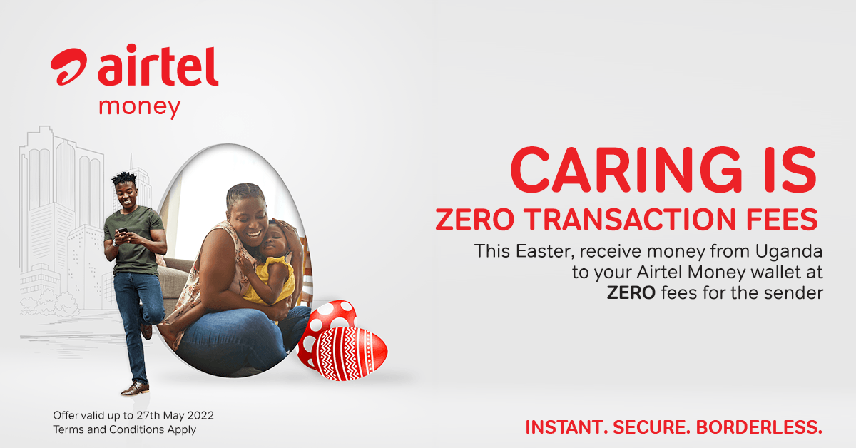 AirtelMalawiPlc's tweet photo. Your Easter just got better with Airtel Money.
Receive money from Uganda this Easter with zero fees for your sender.
#AirtelMoney #Easter #CrossBorderTransfer https://t.co/qlw2GvrHu8