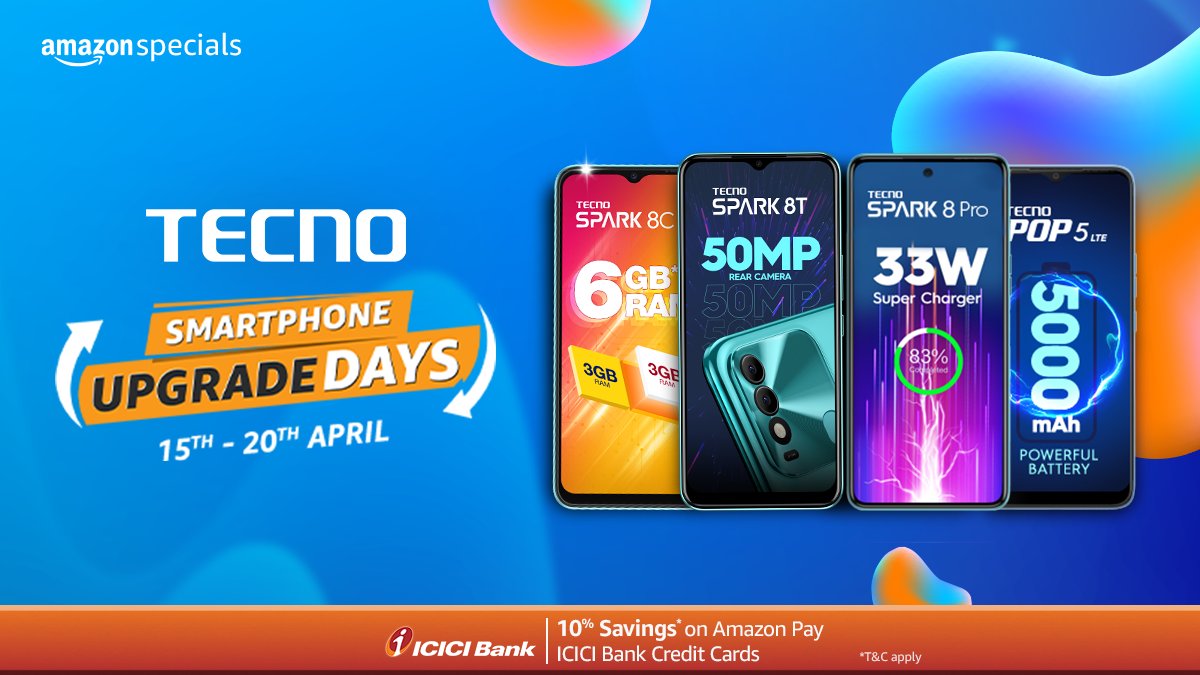 TecnoMobileInd's tweet photo. A long weekend calls for an amazing offer. Smartphone Upgrade Days are on exclusively on @amazonIN: https://t.co/ne4yKD6ID9

#TECNO #TECNOMobile #SmartphoneUpgradeDays #StopAtNothing https://t.co/pcRIaq4uvS