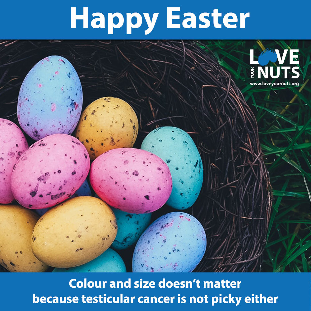 Happy Easter!

By the way: Colour and size doesn’t matter because #testicular #cancer is not picky either. #loveyournuts changing a man's behaviour one egg at a time

#Easter  #HappyEaster
