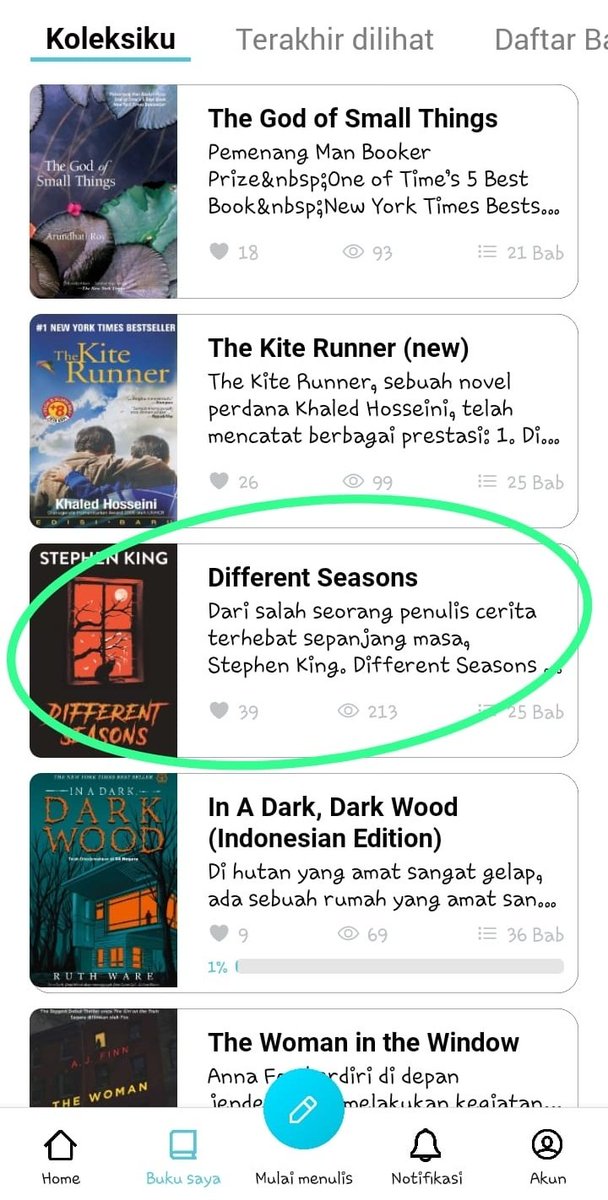 Baeklah, sisa 10 hari lagi, mari kita lanjut #SABAR <a href="/rakatadotid/">Rakata by Mizan</a> part 2
Buku ini rekomendasi dari <a href="/ningsihpangestu/">pangestuningsih #freepalestine</a> 💕
#DifferentSeasons written by <a href="/StephenKing/">Stephen King</a> published in Bahasa  <a href="/NouraPublishing/">Noura Publishing</a> 

Bismillah 🔥💪🏻🧐
#utas #bookthread