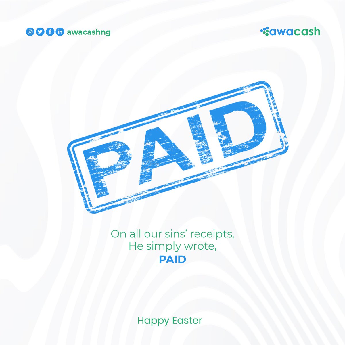 awacashofficial's tweet photo. His DEATH paid our DEBT!

Happy Easter!

#happyeaster #EasterHolidays https://t.co/sjdM5K47bN