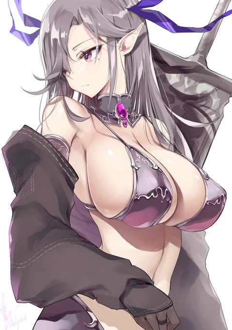 大剣使いのエルフさん。
#創作 #オリジナルイラスト 