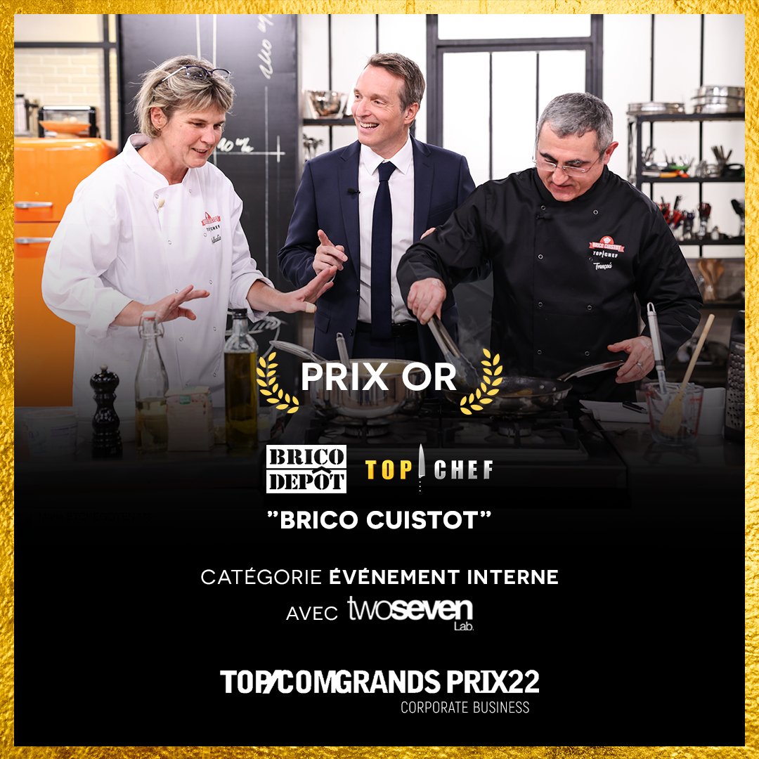 Le teambuilding Brico Cuistot, opération inédite réalisée pour <a href="/bricodepot/">Brico Dépôt</a> par Two Seven Lab et M6 Unlimited remporte le prix OR catégorie événement interne aux Top Com Grand Prix 2022 Corporate Business ! 🍴🥇 #TOPCOM2022