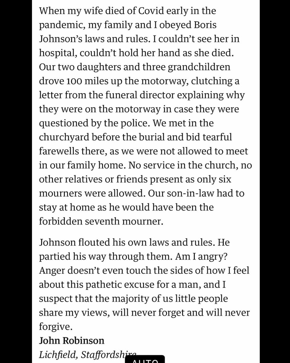 Today’s Guardian. A letter that will punch the breath from you 💔 #Partygate