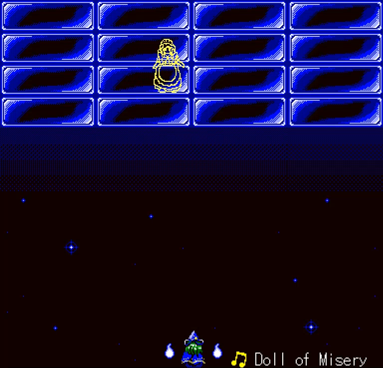 An enemy over a simple set of 8-bit tiles.