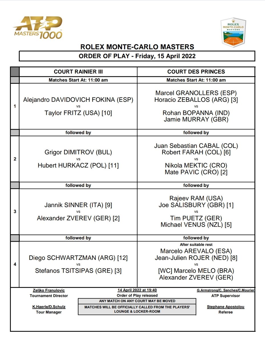 Slice_TennisFr's tweet photo. Les quarts de finale au #RolexMCMaster
Au programme (à partir de 11h) :
🇪🇦 Davidovich Fokina - Fritz 🇺🇲
Suivi de :
🇧🇬 Dimitrov - Hurkacz 🇵🇱
🇮🇹 Sinner - Zverev 🇩🇪 (🔥)
Et gros choc entre terriens pour finir 🤩 :
🇦🇷 Schwartzman - Tsitsipas 🇬🇷
Qui rejoindra les demies finale? https://t.co/tBLY5LiRLo