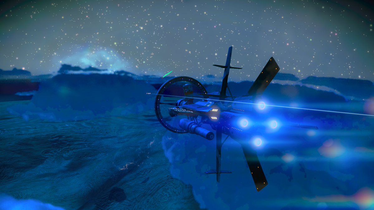 GibbsGaming80's tweet photo. Next to a frigate that warped into the atmosphere. 

#NoMansSky #NoMansSkyOutlaws https://t.co/pSUmuhyKPZ