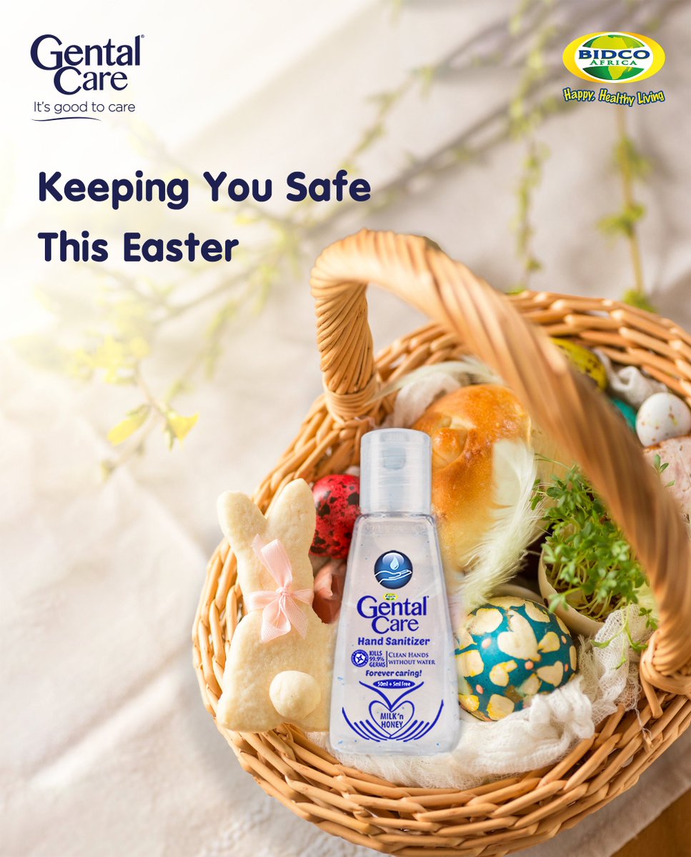 gentalcare's tweet photo. With you throughout the Easter season, enjoy the long weekend and stay safe with Gental Care Hand Sanitizer.
#ItsGoodToCare #ForeverCaring https://t.co/Wqp3xzxGXj