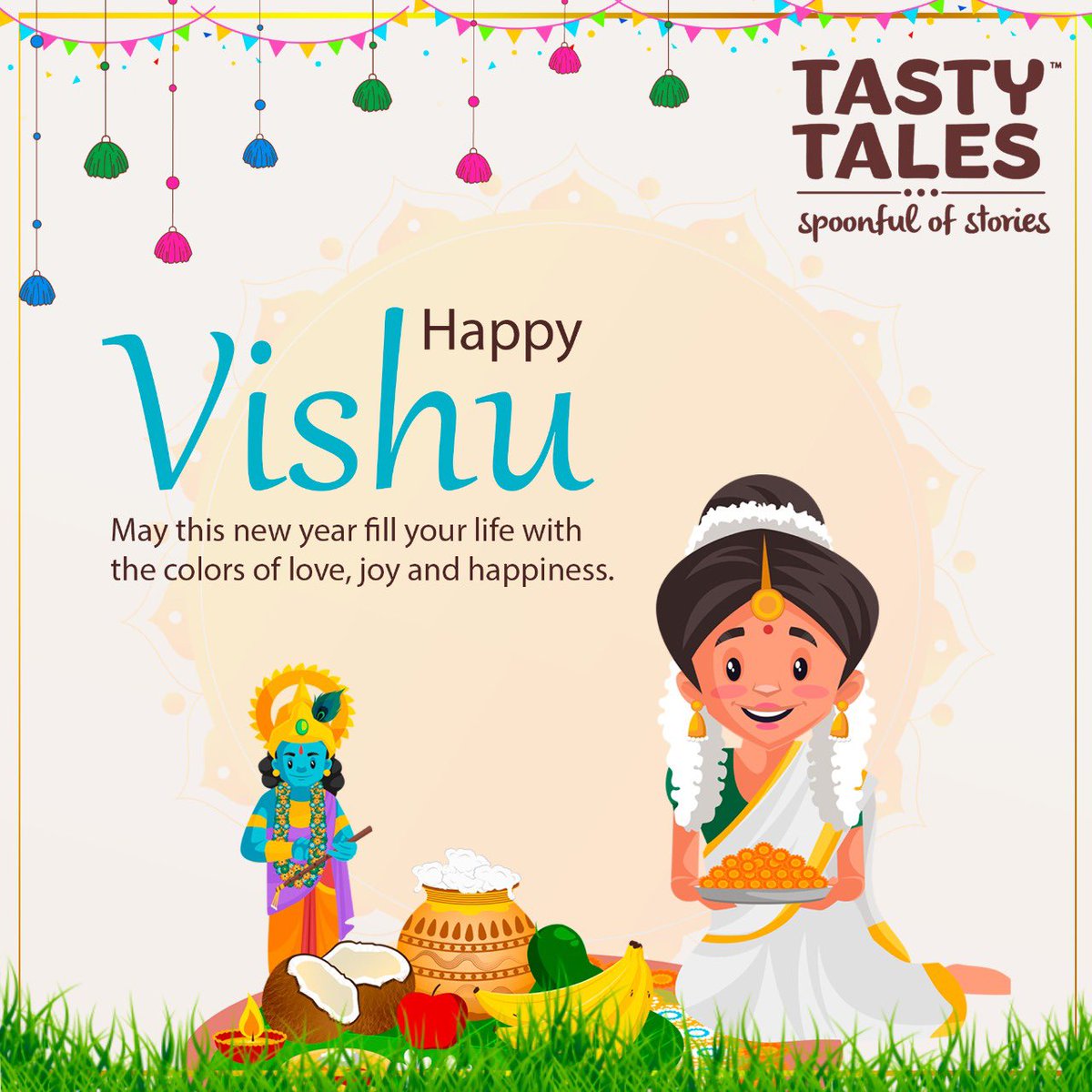 May the joy of Vishu bring prosperity, peace and love to you and your family. Happy Vishu! #TastyTales #Spoonfulofstories #readytocook #readyin20mintues #DishesallaroundIndia #Ordernow #Easytomake #authenticcurrypastes #homemade #Justlikemommade #HappyVishu