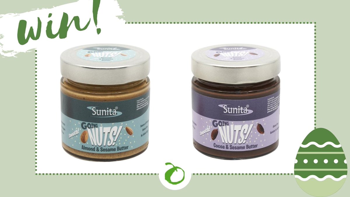 IT'S #COMPETITION TIME! 🐣 This #Easter, we are giving you the chance to #WIN this Sunita bundle we think you will go nuts over 🥜 Simply follow us &amp; RT to enter. Also open on FB &amp; IG. Closes midnight 18/04. UK only #Giveaway #Vegan