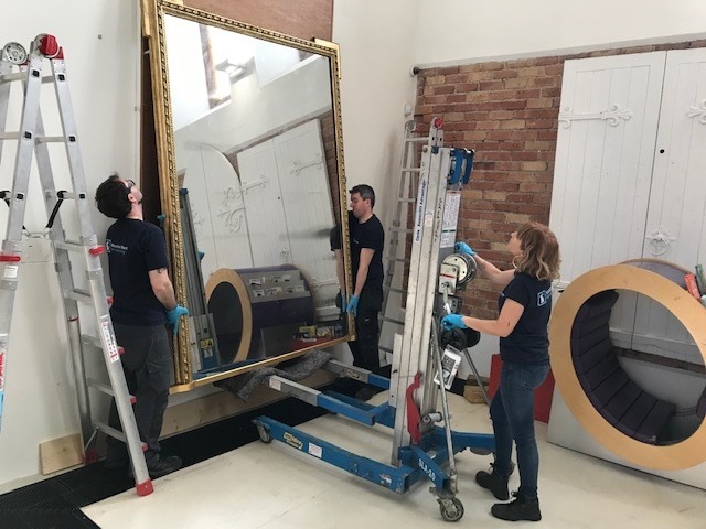 #FlashbackFriday to early 2020 when we were reinstalling an ornate mirror into Rush Library.