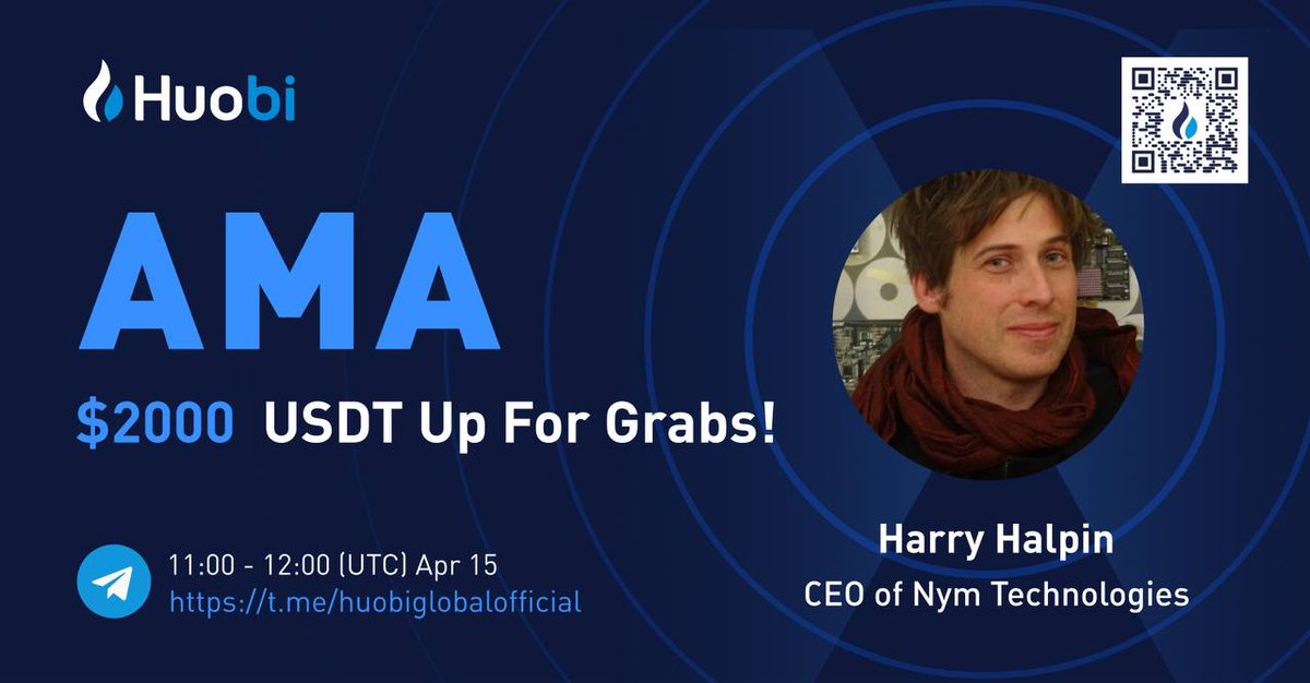 LionGanesh3's tweet photo. Ama with the CEO of nym technologies is going to be held on huobi global official telegram group

Link: https://t.co/tvoUjkBYMt

Date &amp; Time: April 15 , 11:00-12:00 (UTC)

#huobi #ama $NYM https://t.co/zbC2oHzEUF