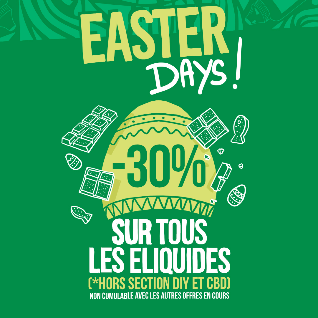 AllVap's tweet photo. 🐰 EASTER DAYS 🐰
Du 15 Avril au 18 Avril inclus. 
💥 -30% SUR TOUS LES E-LIQUIDES* 💥
(hors secteur DIY &amp; CBD, offres et promotions en cours). 
Disponible dans tous les magasins AllVap et sur https://t.co/f5G8lHjvfU ! #allvap #easterdays #pâques #promotion #event https://t.co/oDUqfvn42w