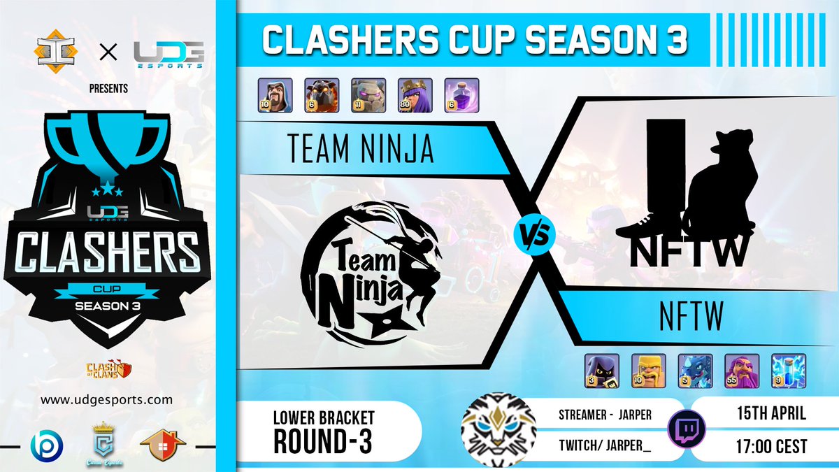 jarperjay's tweet photo. ❤️‍🔥Today !❤️‍🔥

⚔️Team Ninja vs NekoFunTheWorld⚔️
5/45

⏰5PM CEST⏰

CLASHERS CUP

@esports_udg @TeamNinja_coc @NekoFunTheWorld https://t.co/wsMmf7gYN7