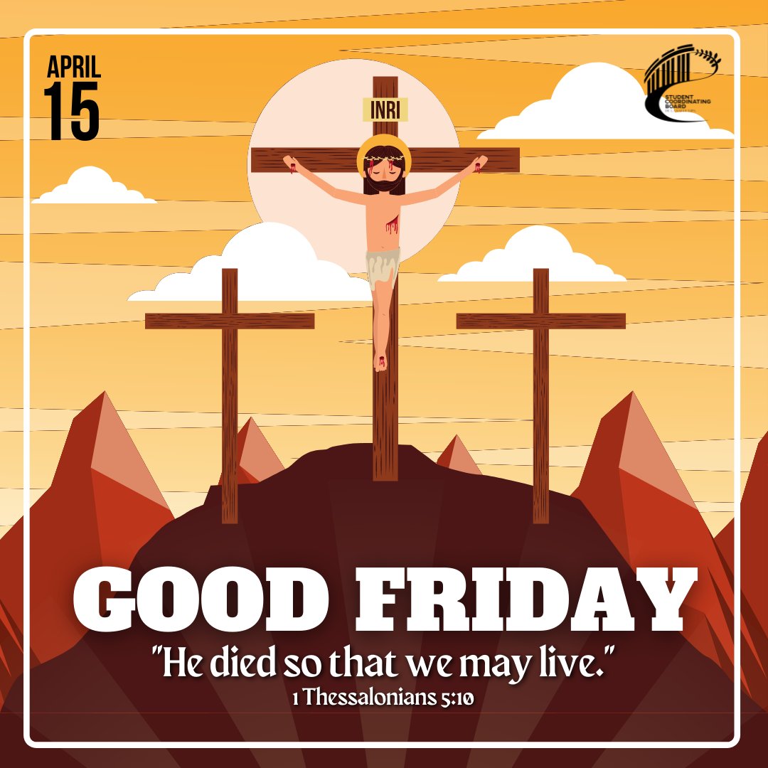 DLSLSSCB's tweet photo. Today, we commemorate the Lord’s suffering and death on the cross to save us from our sins. 

Let us all take a moment to pray, repent, and thank Him for our redemption.

Have a blessed Good Friday, Lasallians! 🙏🏻 https://t.co/4YZBDB9PTg