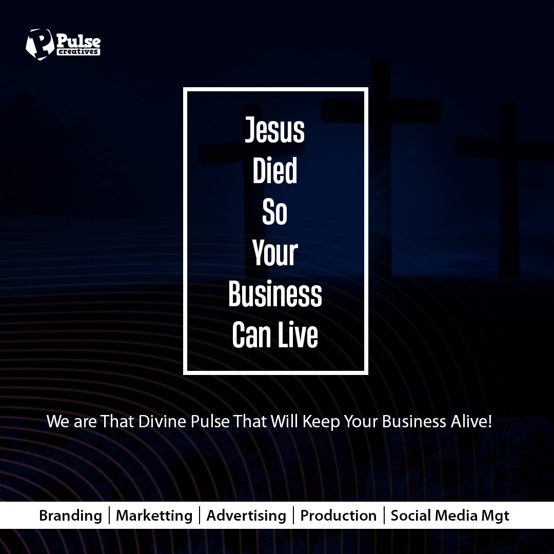Pulse_Creatives's tweet photo. May this Good Friday be a turning point in your business . ✝️🙏😊

#adagency #easter #GoodFriday https://t.co/7AglNA9ufs