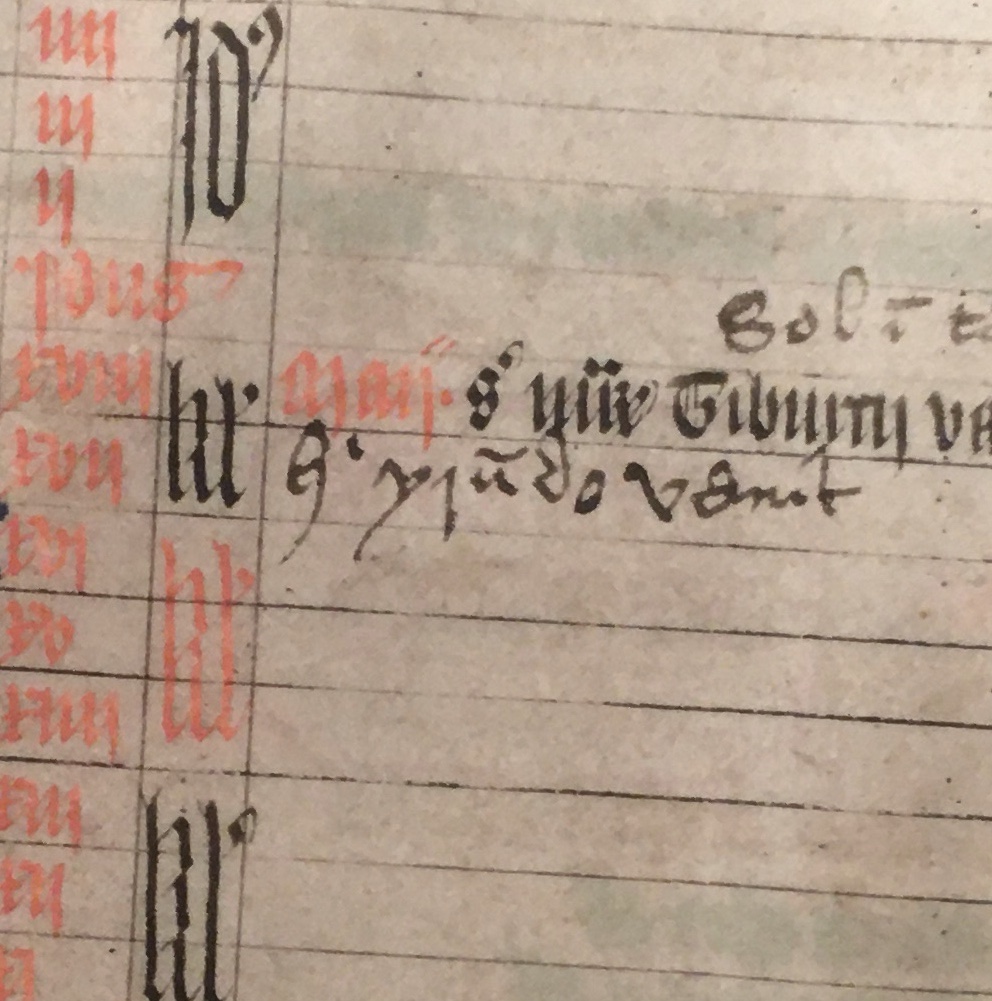 EEJackson999's tweet photo. 'hic yrundo venit' (Here the swallow arrives). Someone added this note to a calendar from Yorkshire #OTD 15 April in the late 15th or early 16th century. 

The swallows are still arriving around this date each year, bringing joy to all who see them #FirstSwallow https://t.co/ERF1vc00p1