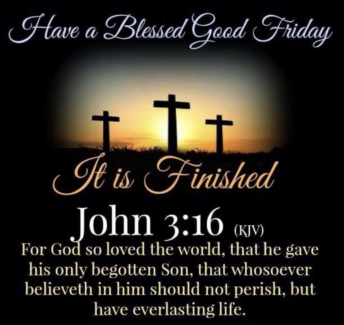 💐May GOD Bless you and your Family with a Peaceful GOOD FRIDAY ✝️🙏🏻🕊
“He himself bore our sins” in his body on the cross, so that we might die to sins and live for righteousness; “by his wounds you have been healed.” 1 Peter 2:24 
 #GoodFriday #ResurrectionSunday #ItIsFinished
