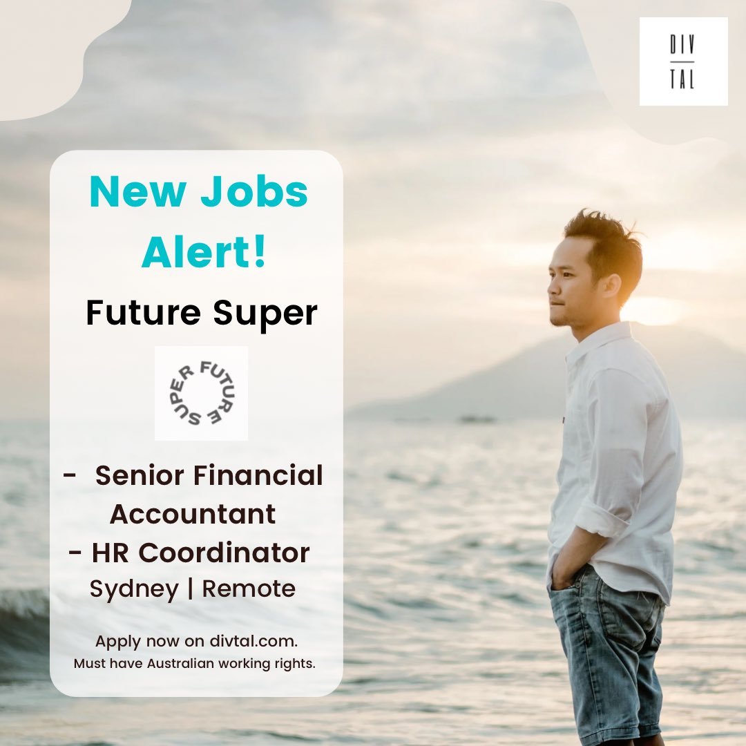 We’re excited to share two new opportunities with Future Super!✨

An organisation that is defined by diversity and inclusion and committed to equality. Apply today!

Senior Financial Accountant - divtal.com/job/senior-fin…
HR Coordinator - divtal.com/job/hr-coordin…

#nowhiring