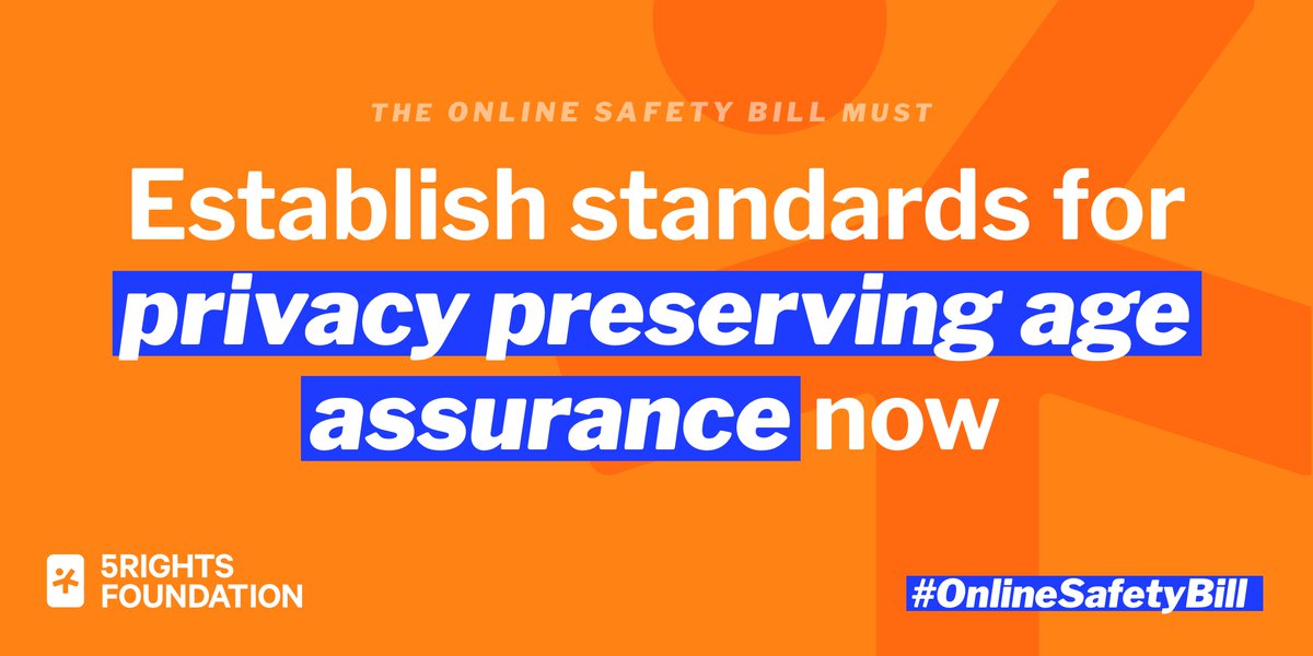 🔒 The #OnlineSafetyBill must include a requirement for regulated services to apply proportionate measures of privacy preserving #AgeAssurance so they can recognise children on their platforms and give them the best experience possible.