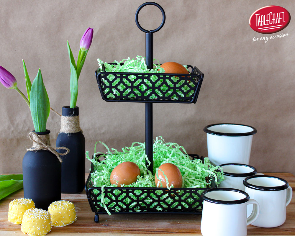 TableCraftHome's tweet image. Hopping into this holiday weekend with all our eggs in one basket ... our Farmhouse Collection Two-Tiered Fruit Basket (HFB2BK) that is! 

#FarmhouseCollection #Baskets
