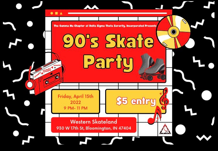 gammanudeltas's tweet photo. Do you love skating &amp; classic RnB 90s music? Join us for a night of skating, 90s edition at Western Skateland from 9pm-11pm! We will be enjoying classic 90s throwback songs while skating! Entry is $5, Western Skateland is located at 930 W 17th St, Bloomington, IN 47404. https://t.co/DV6bgViszE