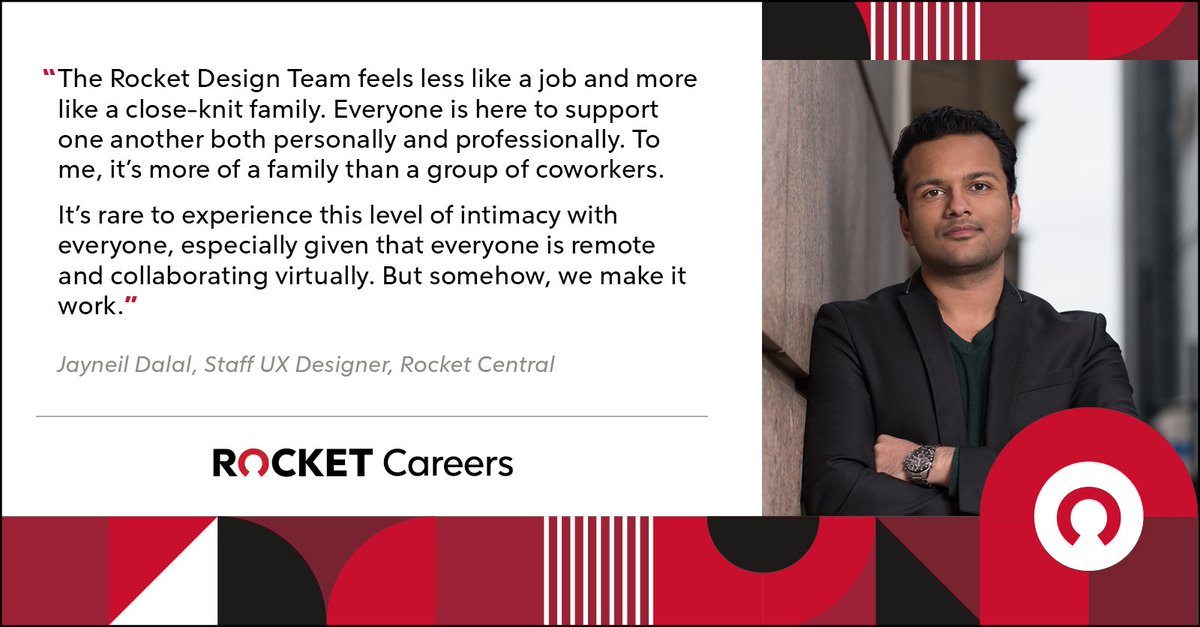 rocketdesign's tweet image. What makes working at #RocketDesign so fulfilling? Let’s hear what Jayneil Dalal, Staff UX Designer, has to say about his experience at Rocket Design! #RocketDesignTeamMemberSpotlight