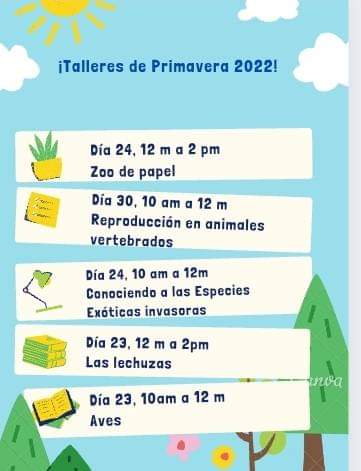 📣📣 Cambios en el programa de talleres de primavera📣📣

Por motivos energéticos ha sido preciso modificar el programa de talleres anunciado con anterioridad.  Compartimos las nuevas fechas 📅 y horarios ⏱️
<a href="/cubahist_natura/">Museo Nacional de Historia Natural de Cuba</a>