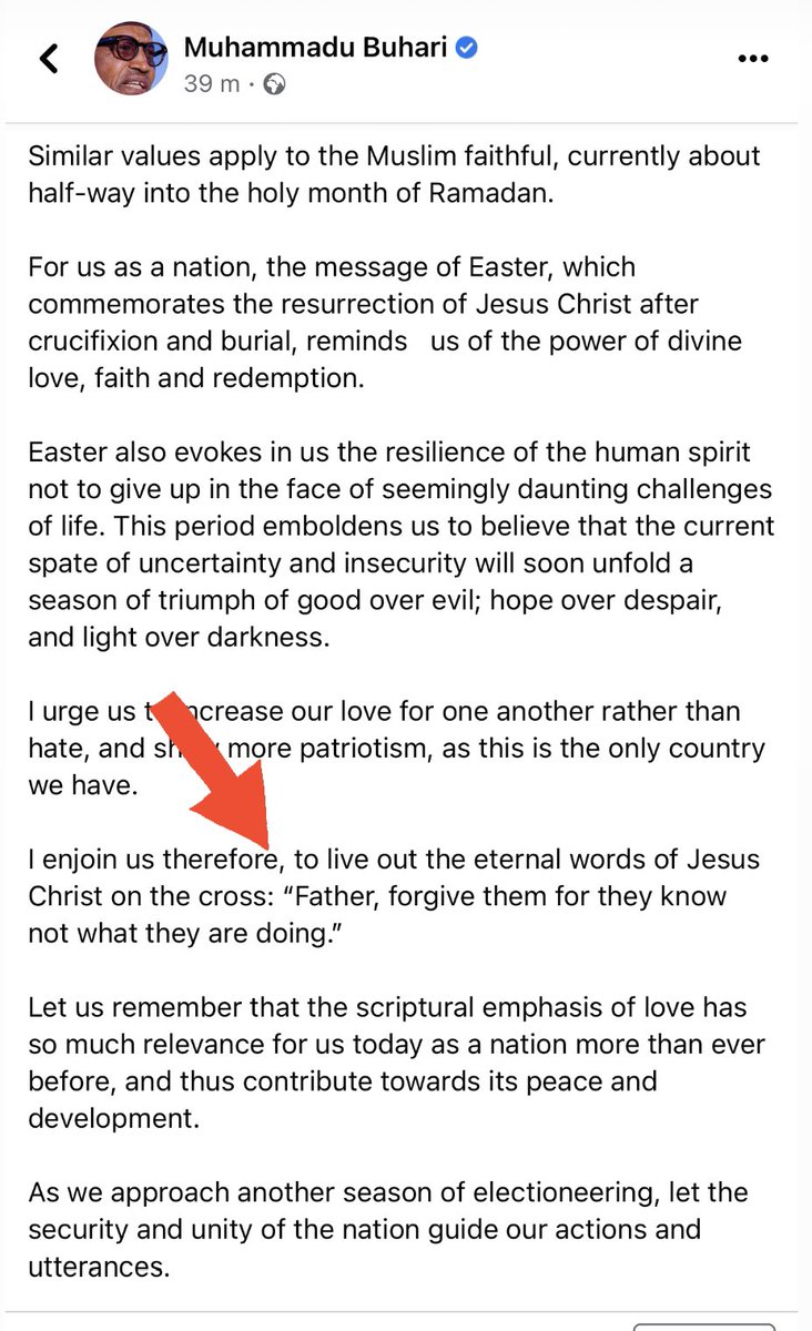 renoomokri's tweet photo. Buhari released an Easter message that proved he is like Pilate, who executed Christ and released Barnabas, the murderer.

On Wednesday, Buhari pardoned Dariye and Nyame, who stole billions, but he is prosecuting Kanu, Igboho and Zakzaky, who are freedom fighters!

#TableShaker https://t.co/Hf81B5PEH5