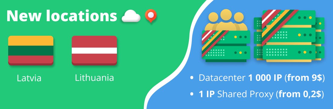 RSocksProxy's tweet image. Latvia and Lithuania are the new locations for Shared and Datacenter proxies! 
Baltics are already available for purchase:
 • Datacenter proxies (for 1000 IPs) at a price of: day - $9, week - $29, and month - $99;
 • Shared Proxy: week - $0.2, month - $0.4, 6 months - $2.