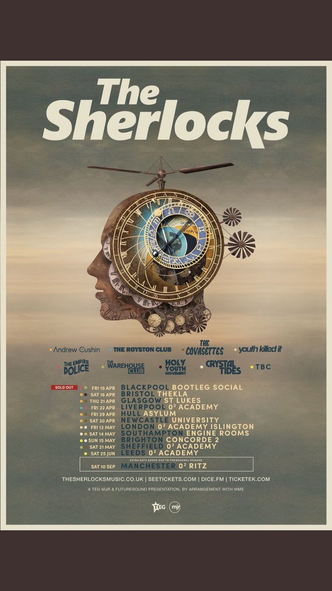 sherlocksfanuk's tweet photo. @TheSherlocks uk tour kicks off tonight in Blackpool 🎸🧡  Which nights you going to ? https://t.co/hv0wt1m7UH