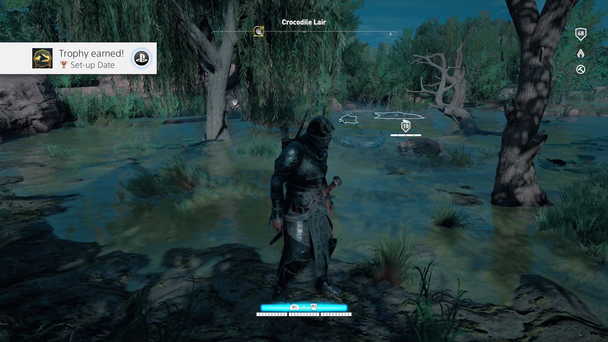 Hyde323's tweet photo. #PS4share Simba meet Killer Croc, now you 2 get along! Lol #SetUpDate #ACOrigins #Bayek #gamer >) https://t.co/2iVr4kajKm
