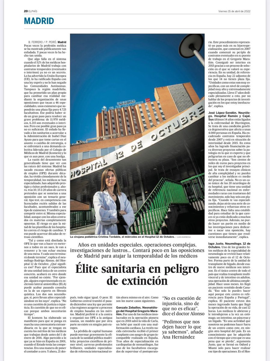 alvarezperea's tweet photo. El problema no son las OPE en sí, sino convocarlas después de más de una década negándonos la posibilidad de acceder a plazas estables. Un tiempo que muchos hemos invertido hiperespecializándonos, formando unidades de patología compleja, estableciendo vínculos internacionales… https://t.co/b0vGgHrV2H
