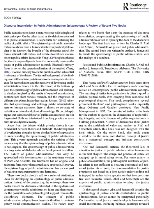 ijpa2022's tweet photo. New Article📖: Discourse Interrelation in Public Administration Epistemology: A Review of Recent Two Books ( "Justice and PA" &amp; "PA and #Epistemology: Experience, Power, and Agency"). Written  by M. Zaenul Muttaqin. 
DOI:https://t.co/4W3Sz5bhic
Welcome to retweet!🤗 https://t.co/eLLVYIVJYi