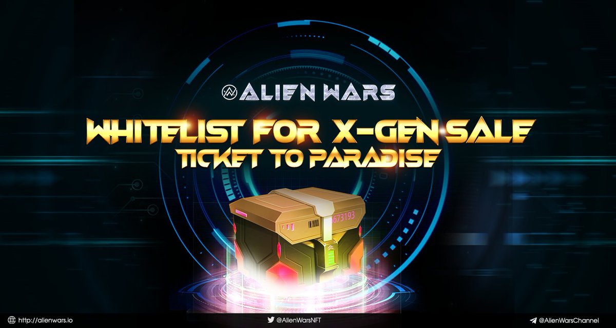 AlienWarsNFT's tweet photo. BOOM 💣The Whitelist for X-Gen Sale is LIVE!! Hurry up or you will be late!
🎁Join the Whitelist 👇👇
✅ 20% OFF Mystery Box
✅ Cashback 2.5%

👉 Registration: https://t.co/LdzIlam10H
⏰ Duration: 2:00 PM (UTC), 15th April 2022 - 2:00 PM (UTC), 16th April 2022.
#BSC #Alienwars https://t.co/trI6KriVaK
