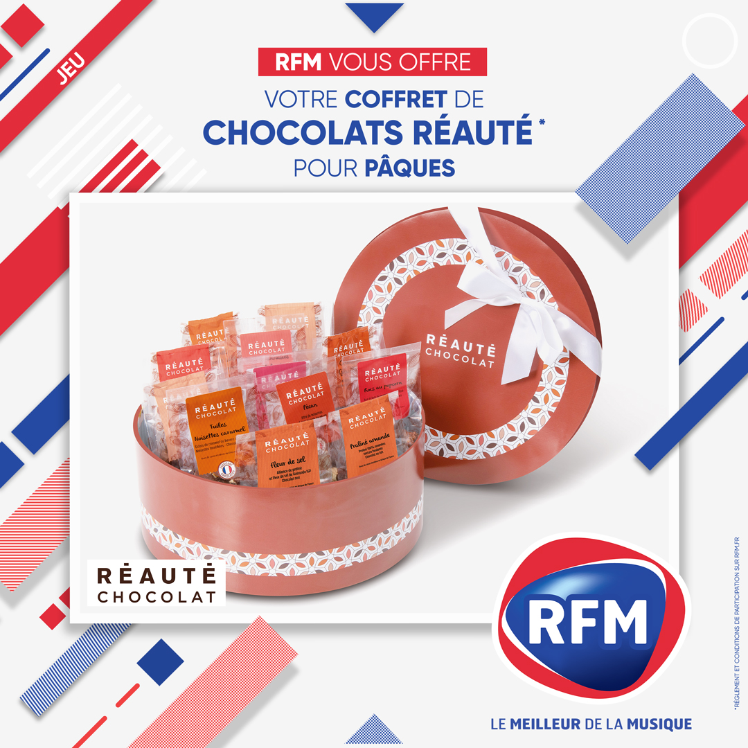 [#Concours] 😋 Avis aux gourmands, et pour fêter ce week-end de #Pâques, #RFM vous offre un COFFRET <a href="/Reaute_Chocolat/">RÉAUTÉ CHOCOLAT</a>, fabricant chocolatier français ! 🍫

📌 Pour cela, il suffit de RT &amp; FOLLOW <a href="/RFMFrance/">RFM France</a> ! 🤞 

(Fin du jeu le 18.04 à 23h59 / Dans la limite des lots disponibles)