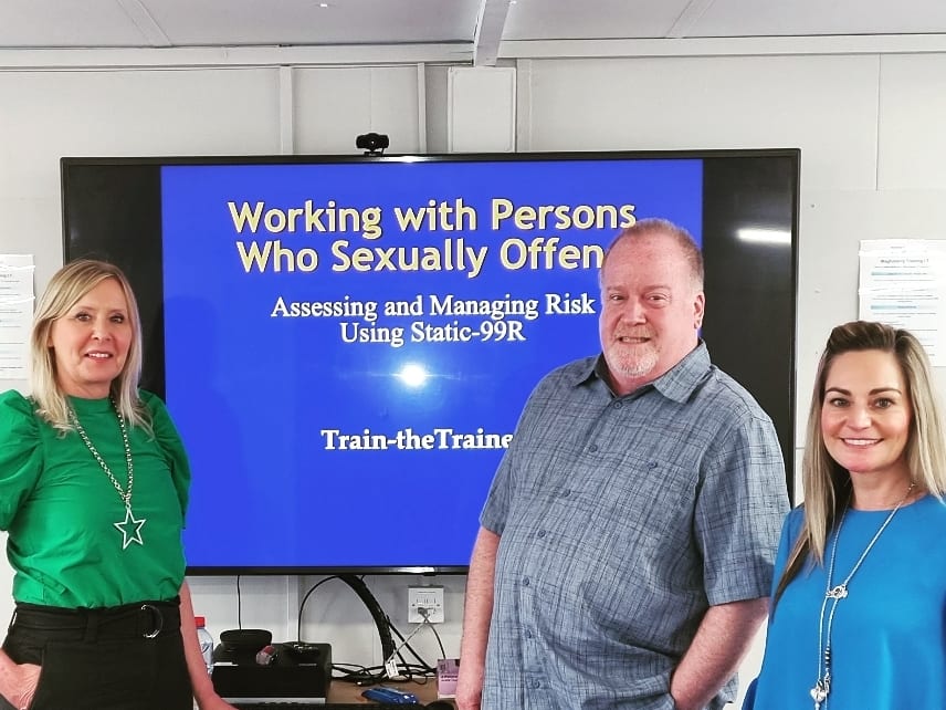 PBNINews's tweet photo. Area Manager Patricia Barry along with Pamela Mooney @NHSCTrust at a "Train the Trainer" event organised by #PPANI. Dr Robin Wilson, a Clinical Psychologist delivered a course on Static 99, a risk assessment tool for use with individuals convicted of sexual offences. https://t.co/J8s1i1tE1y