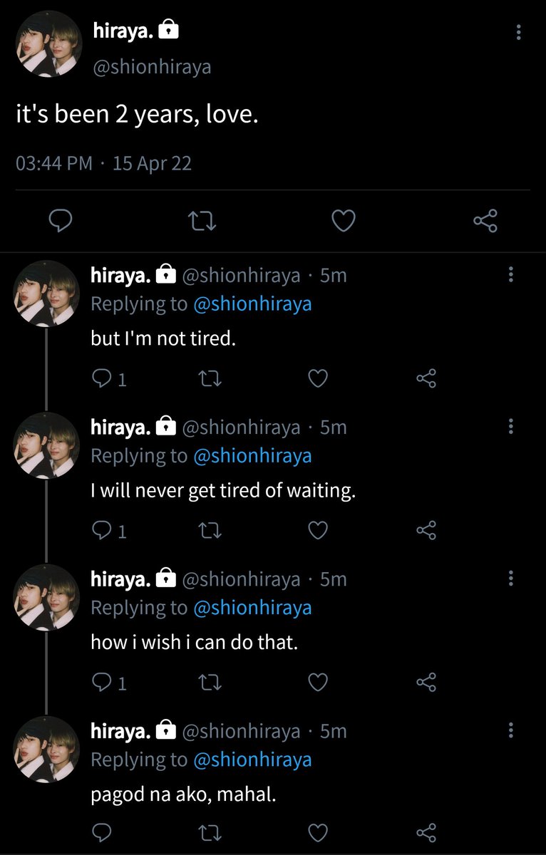 INT0NRK's tweet photo. 'pahimakas, hiraya.' spin off au wherein..

shion(sn) got so tired of waiting for his love, noa(nk) because they got into an accident that leads noa in a coma for almost 2 yrs. shion ended up almost giving up because he's already tired of the long wait. will he wake up? https://t.co/RnIhUgfn0P