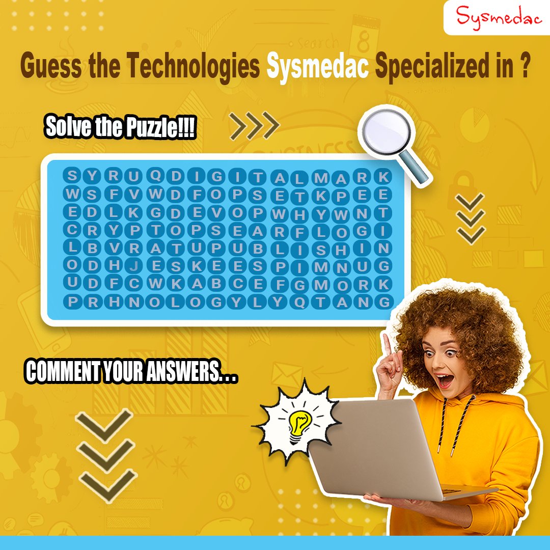 Sysmedac's tweet photo. Solve the Puzzle!!
For more details: call - 8778218528 / https://t.co/WtxuoyN3OY
.
.
.
.
.
#sysmedac #business #technology #blockchain #mobileapps #digitalmarketing https://t.co/2OWplfLhkN