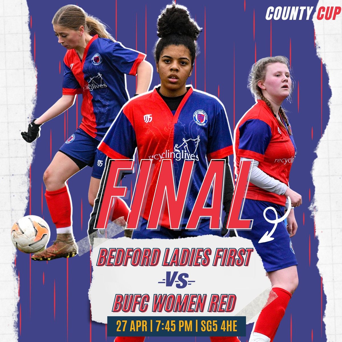 Biggleswadeutd's tweet photo. Can we get 100 fans on the 27th for the Women's County Cup final in Stotfold?  🏆

Can we have the biggest away attendance ever for the club? 👏

Chairman @GuillemBalague would so love that! This is his column on the final, a new girls team and more - https://t.co/CGCS6cQPB0 https://t.co/q9AQjBZLqA