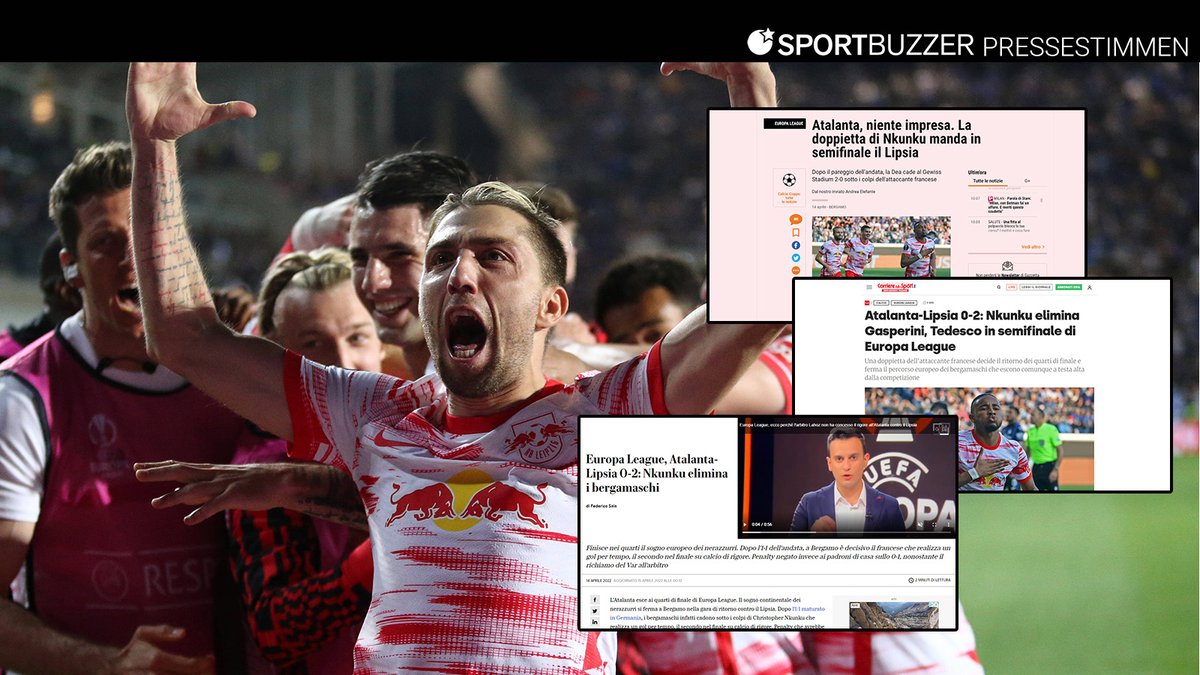 LVZSport's tweet photo. "Widerstandsfähig", "kompromisslos", "kreativ", "konsequent", "stressresistent": Die Medien im In- und Ausland haben viel Lob für den Auftritt von @RBLeipzig bei @Atalanta_BC übrig. #ATARBL
👉 Zu den Pressetimmen: https://t.co/i9Gdy7MEJt https://t.co/DwB3OKFzlX