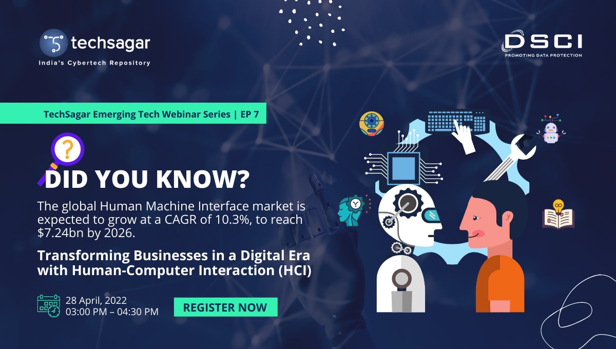 TechSagar_DSCI's tweet image. Human-Computer Interaction (HCI) is expected to grow exponentially in the coming years. Discover the trends and applications of HCI in Metaverse, AR/VR, HMI, HUD, and UX in our upcoming webinar.​

28 April, 2022| 3PM ​
Registrations are now open bit.ly/TechSagarWebin…